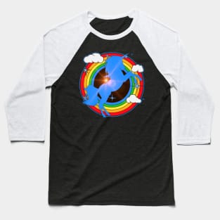 Unicorn with rainbow and stars clouds Baseball T-Shirt